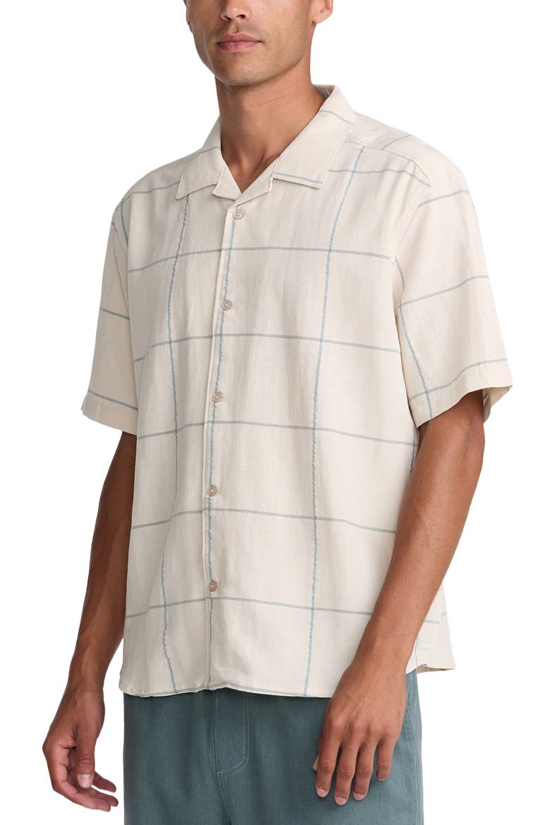 Vacancy Plaid Camp Shirt, Alternate, color, CERAMIC