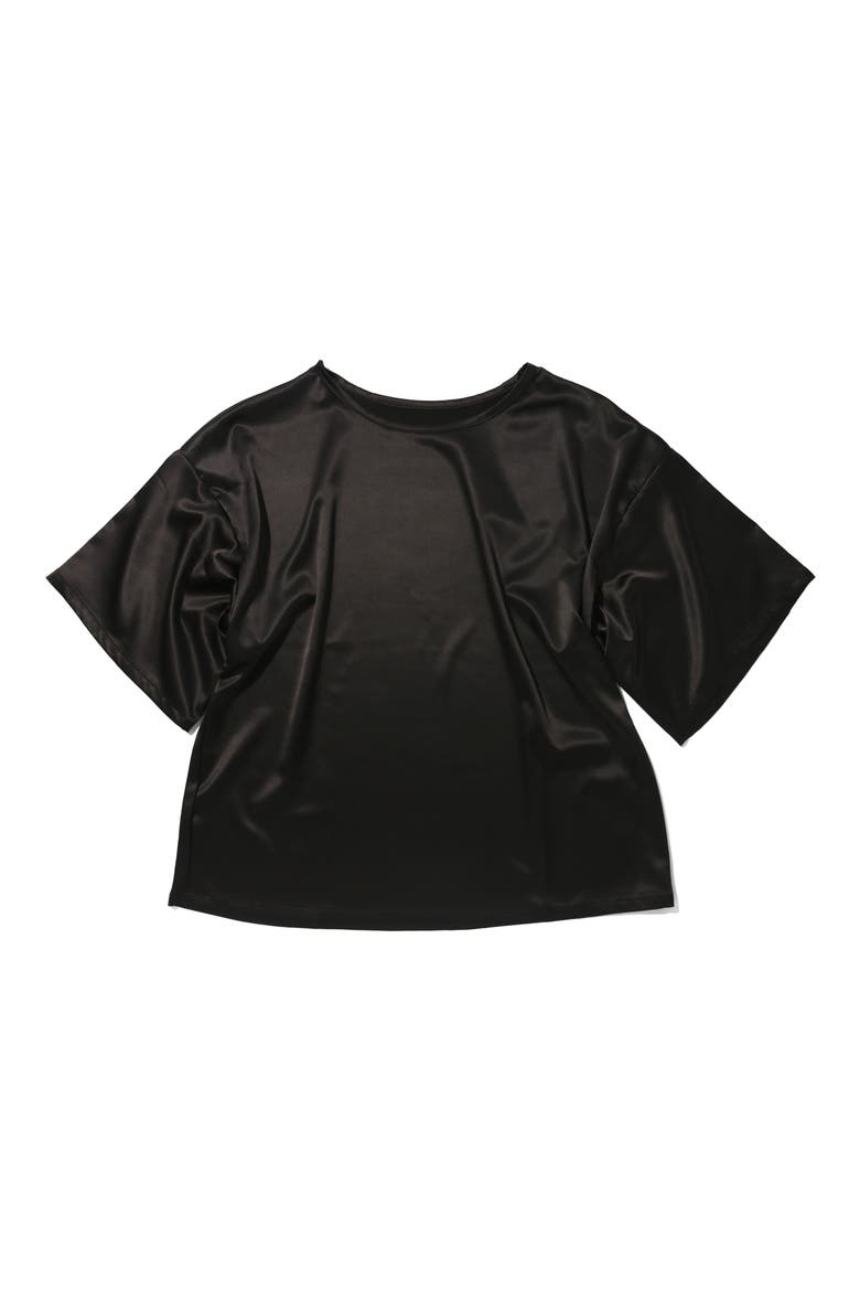 Satin Sleep Top, Alternate, color, BLACK