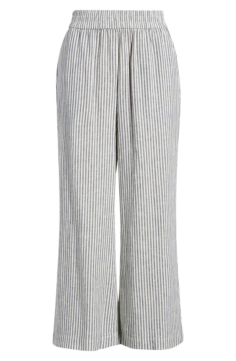Marine Layer Allison Stripe Pull-On Crop Wide Leg Hemp Blend Pants, Alternate, color, India Ink Stripe