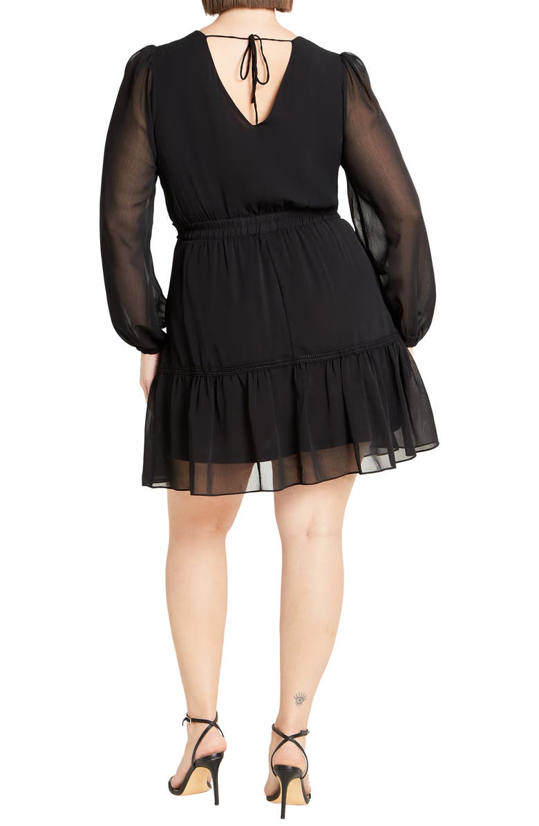 City Chic Kiki Embroidered Long Sleeve Dress, Alternate, color, Black