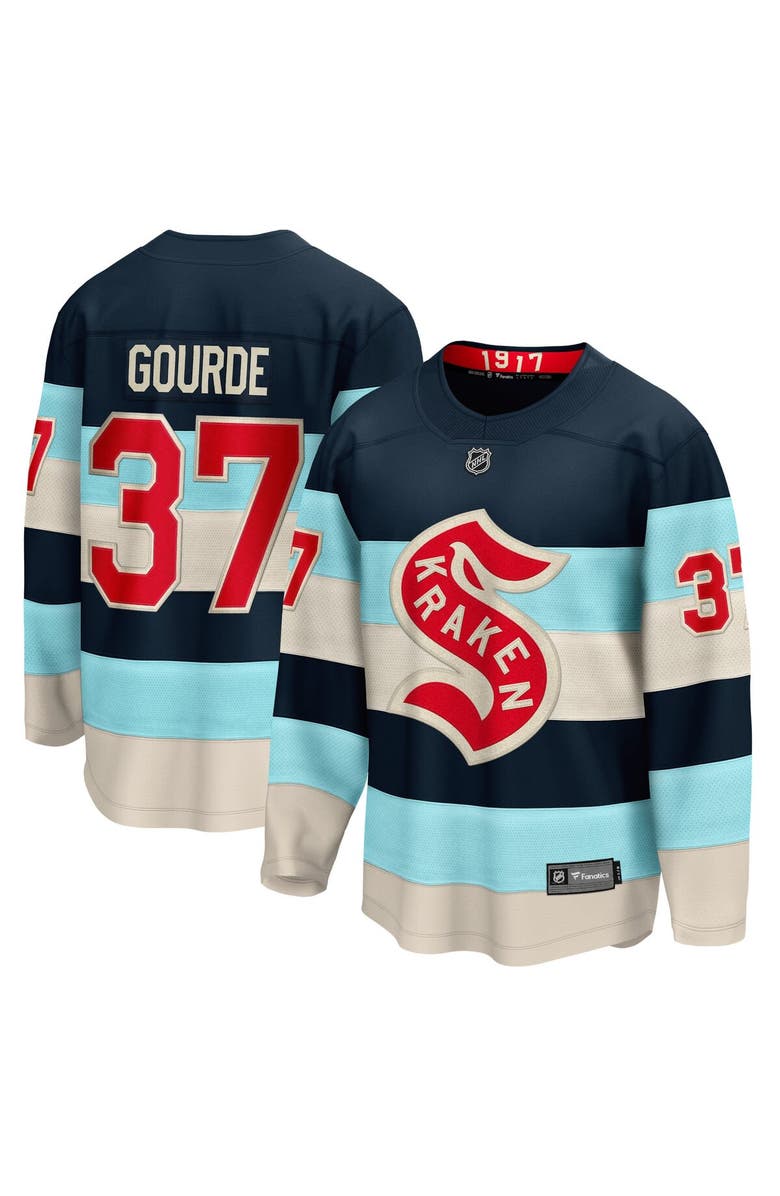 FANATICS Men's Fanatics Branded Yanni Gourde Deep Sea Blue Seattle Kraken 2024 NHL Winter Classic Breakaway Player Jersey, Main, color, 