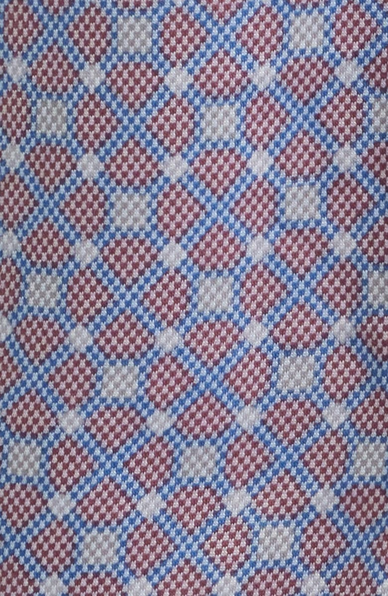 Johnston & Murphy XC Flex Ascend Short Sleeve Button-Up Shirt, Alternate, color, Burgundy Diamond Grid