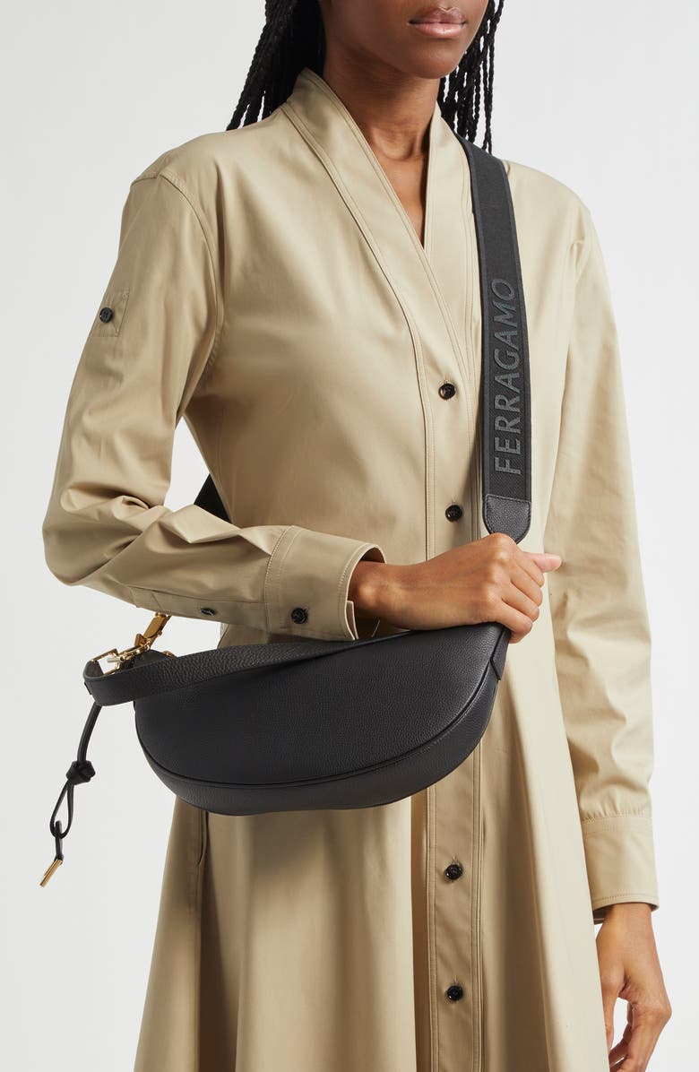 FERRAGAMO Smile Leather Hobo Bag, Alternate, color,