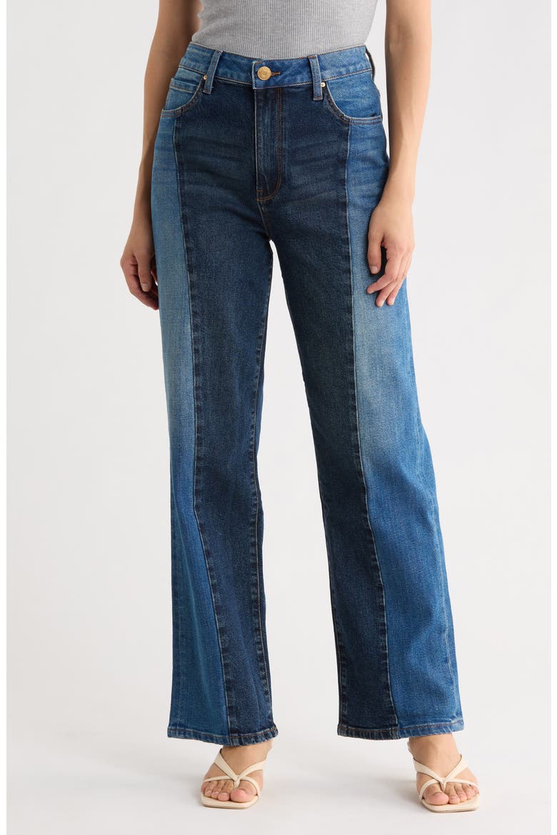 Sienna Colorblock High Waist Wide Leg Jeans, Main, color, SILENCE