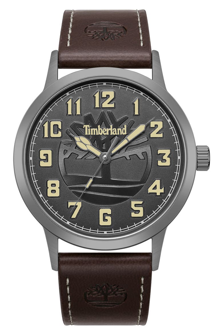 Classic Three-Hand Watch, Main, color, DARK BROWN