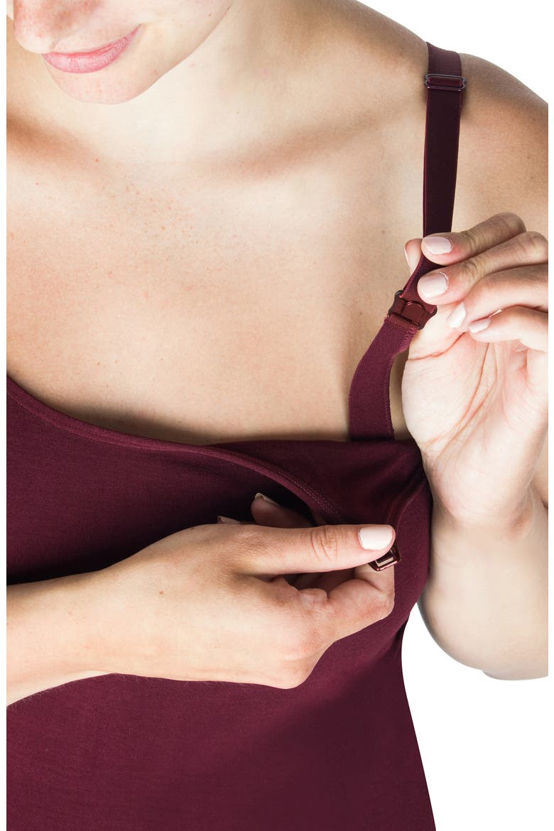 Seamless Maternity/Nursing Yoga Tank, Alternate, color, BURGUNDY