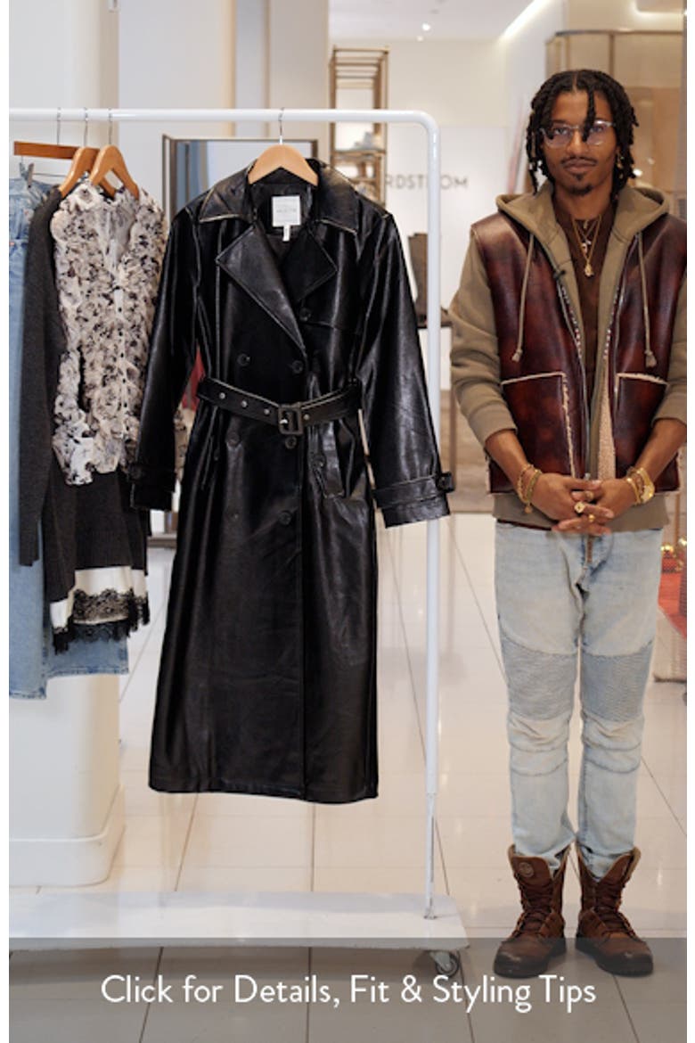 Double Breasted Faux Leather Trench Coat video