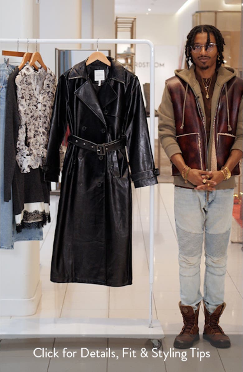 Double Breasted Faux Leather Trench Coat, sales video thumbnail