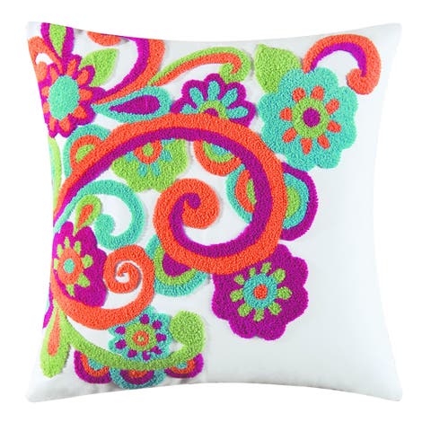 Flower Tufted Pillow, 16" x 16"
