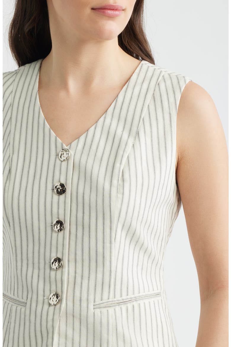 Stripe Vest Top Twofer Dress, Alternate, color, CREAM BLACK