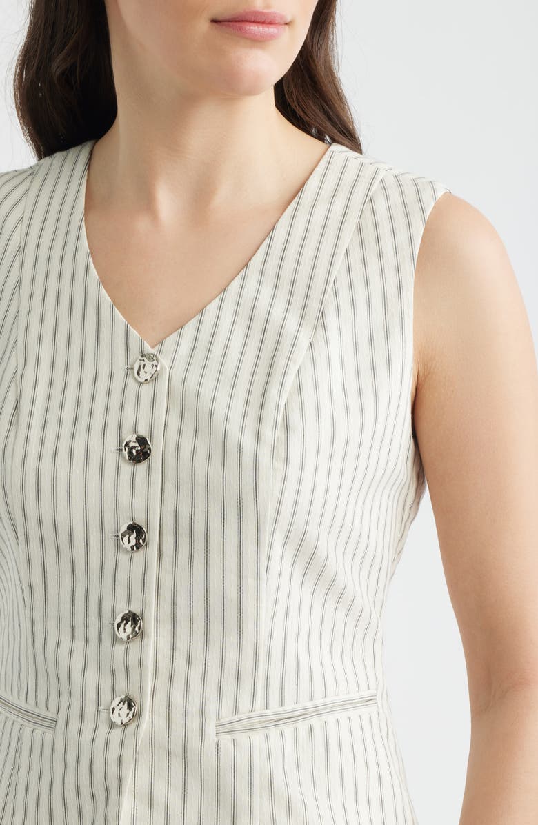 ZOE AND CLAIRE Stripe Vest Top Twofer Dress, Alternate, color, Cream Black