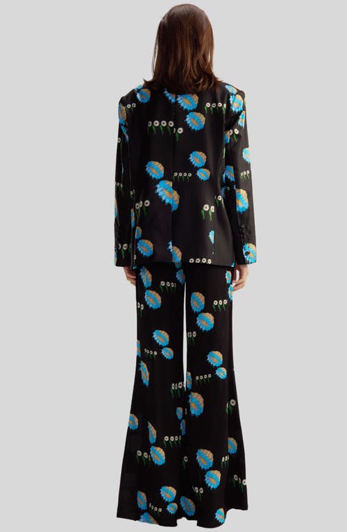 Shop Cynthia Rowley Blake Silk Twill Blazer In Black Floral