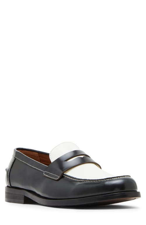 Shop Steve Madden Natan Penny Loafer In Black/white