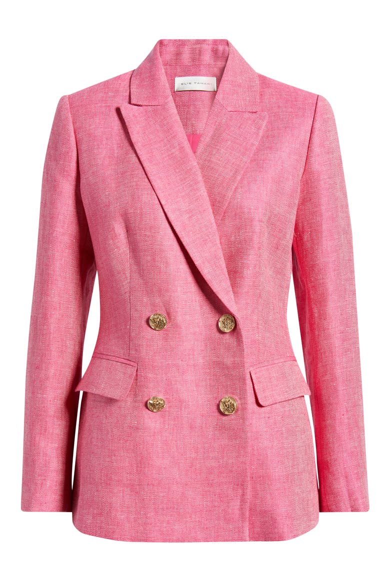 The Kenna Double Breasted Linen Blazer, Alternate, color, PLUM ROSE