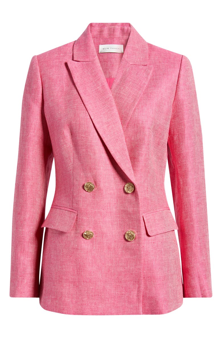 Elie Tahari The Kenna Double Breasted Linen Blazer, Main, color, 