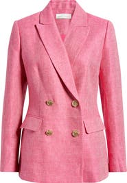 Elie Tahari The Kenna Double Breasted Linen Blazer