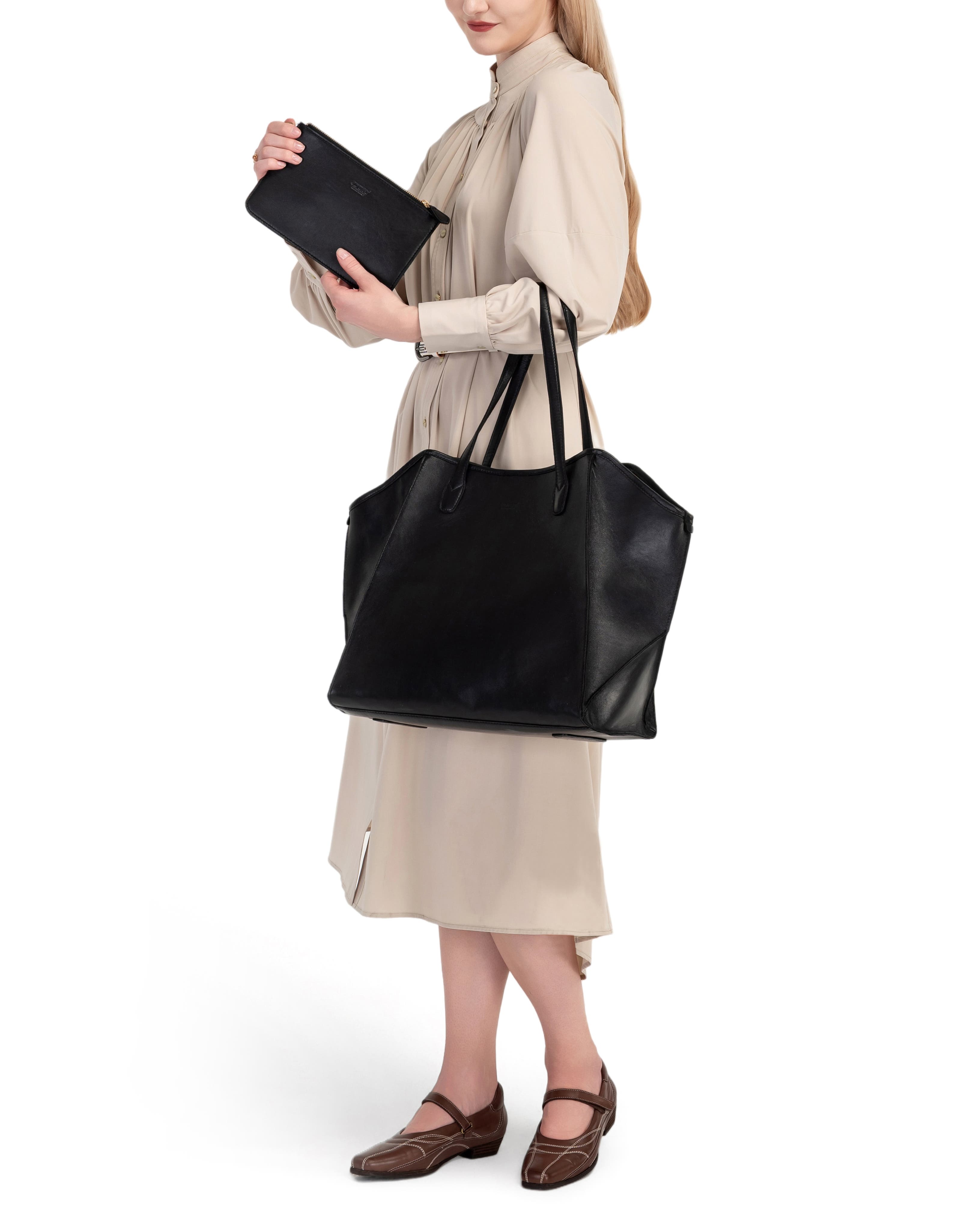 OLD TREND Iris Large Leather Carryall Tote, Alternate, color, Black