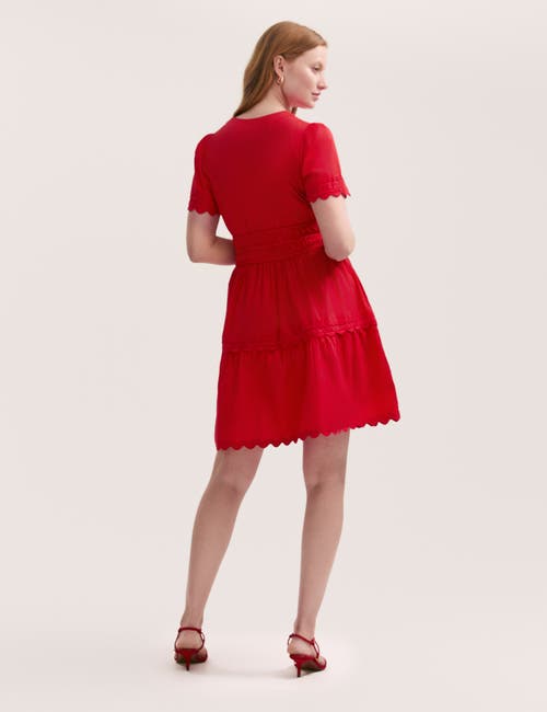 Finery London Reece Ric Rac Trim Cotton Short Dress In Red
