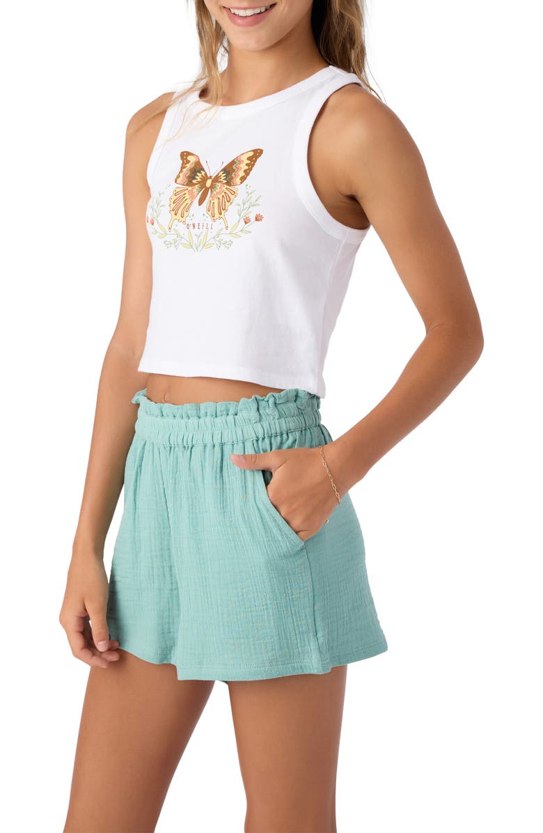 O'Neill Kids' Foliage Butterfly Cotton Graphic Crop Tank, Alternate, color,