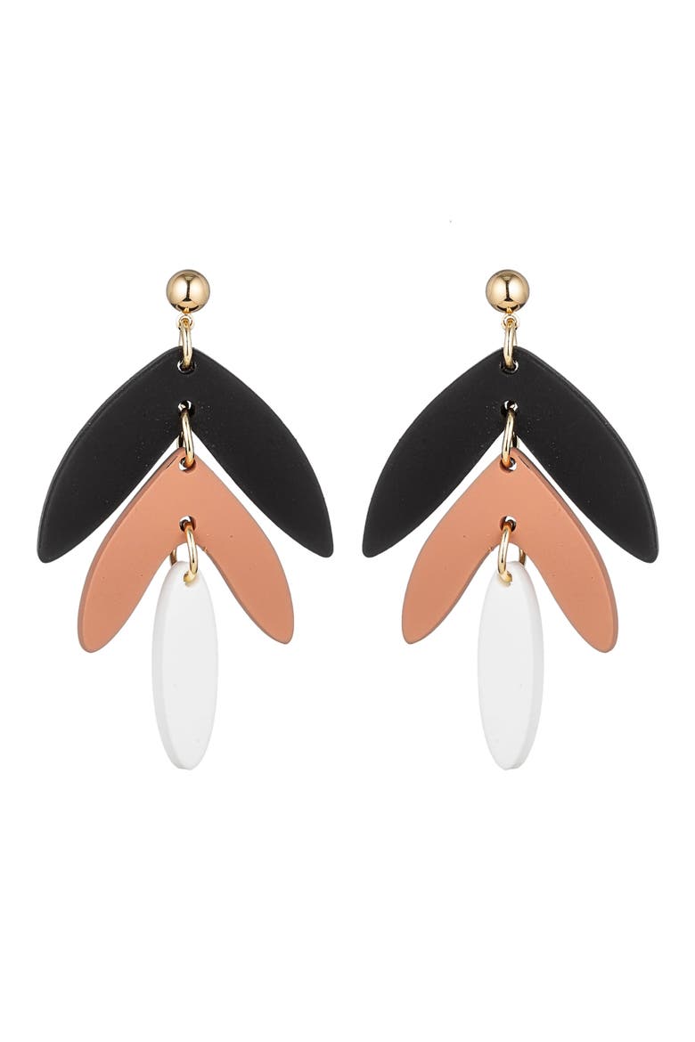 Chevron Drop Earrings, Main, color, BLACK