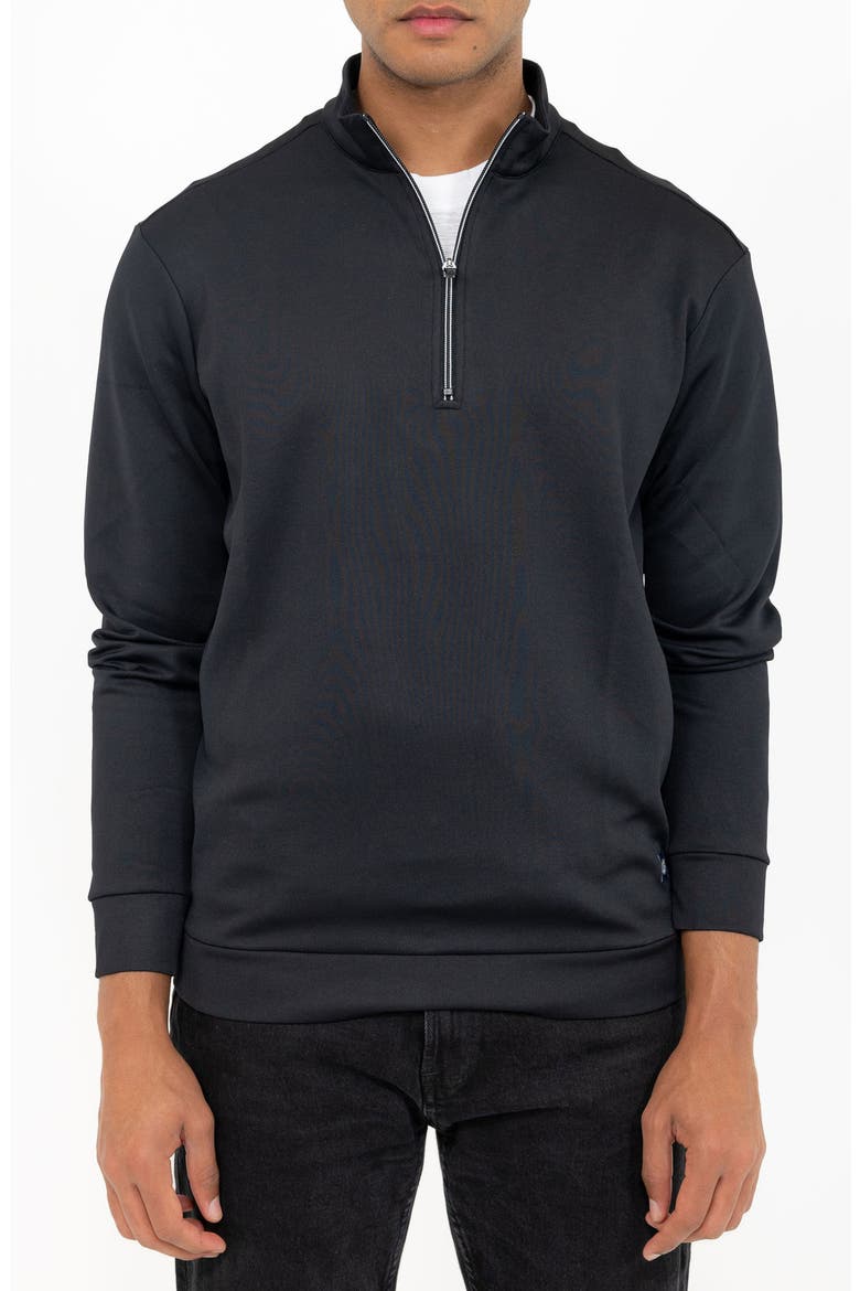 Casual Quarter Zip Pullover Sweater, Main, color, BLACK
