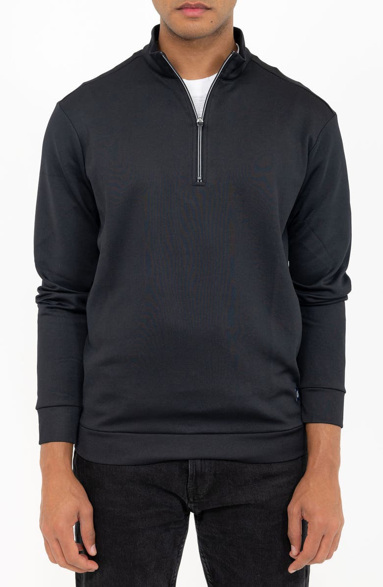 PINO BY PINOPORTE Casual Quarter Zip Pullover Sweater, Main, color, Black