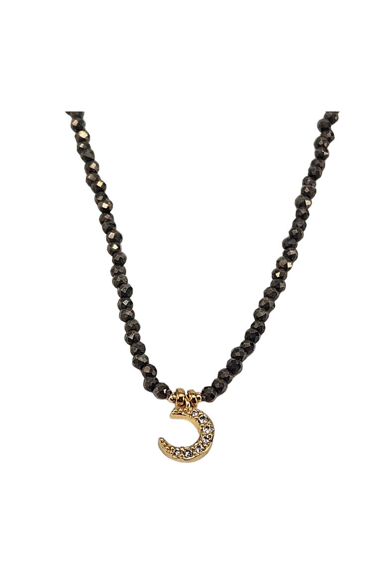 Hematite Micro Bead Moon Choker, Main, color, black