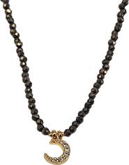 MADISON BEVERLY HILLS Hematite Micro Bead Moon Choker