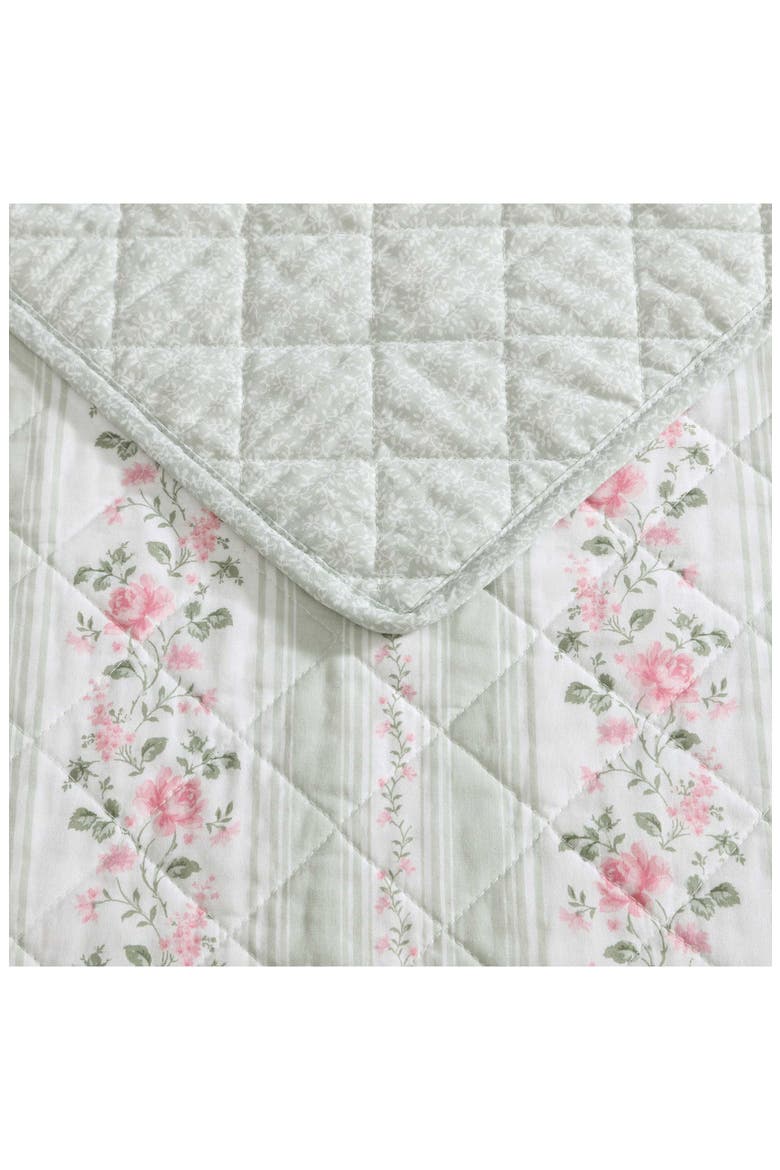 Rosemoore Reversible Quilt Set, Alternate, color, WHITE/ SAGE GREEN/ PINK