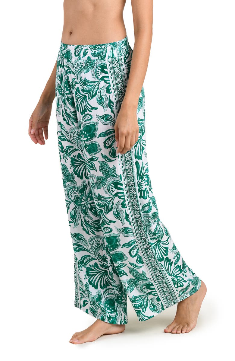 La Blanca Botanical Brocade Wide Leg Cover-Up Pants, Alternate, color, Jungle