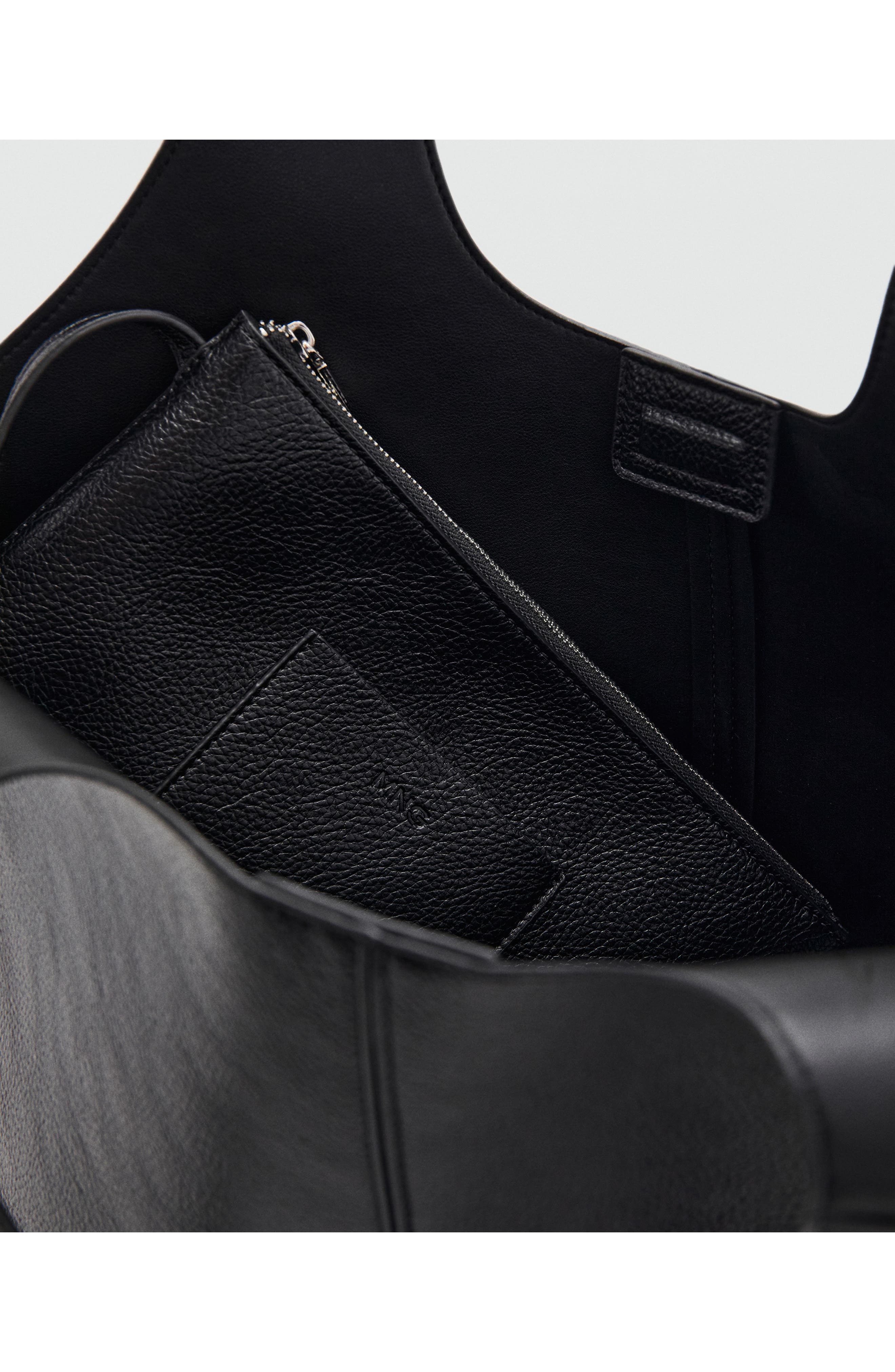 MANGO Large Faux Leather Shopper Tote, Alternate, color, 