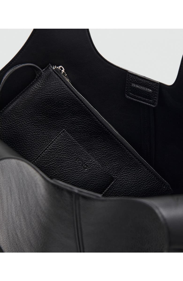 MANGO Large Faux Leather Shopper Tote, Alternate, color,