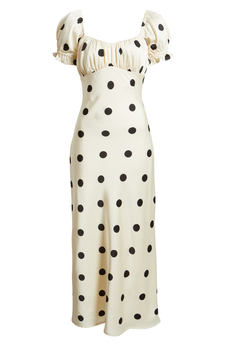 Lulus Keaton Dot Puff Sleeve Maxi Dress, Alternate, color, 