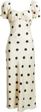 Lulus Keaton Dot Puff Sleeve Maxi Dress