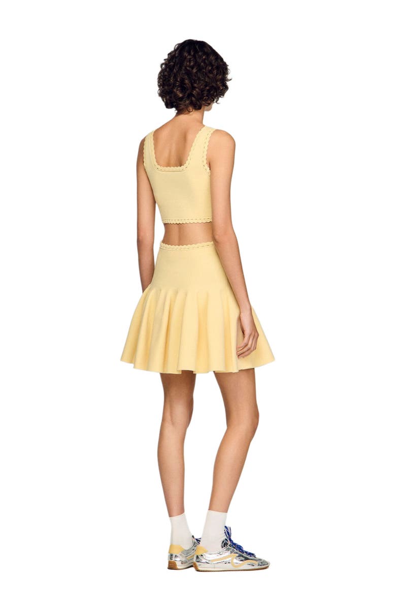 SANDRO Short knit skater skirt, Alternate, color, Butter