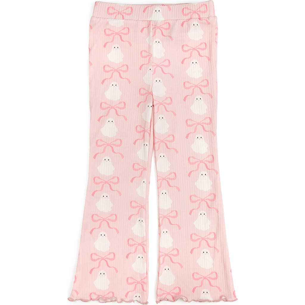 Sweet Wink Ghost Halloween Printed Flare Legging In Pink