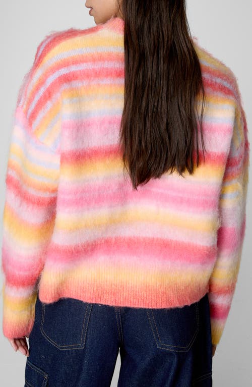 Nasty Gal Brushed Stripe Crewneck Sweater In Pink