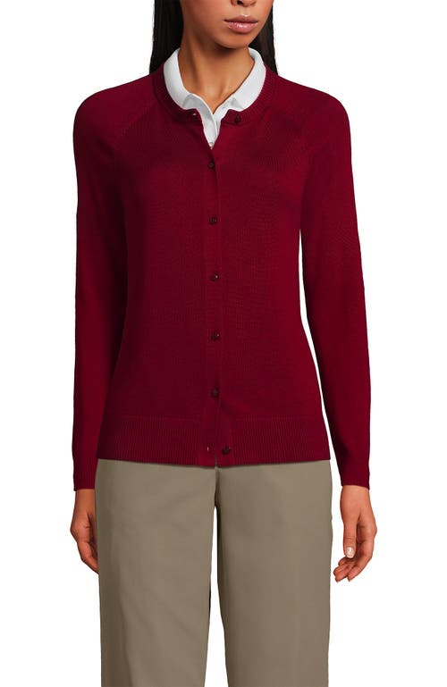Lands' End School Uniform Young Cotton Modal Cardigan Sweater In Garnet