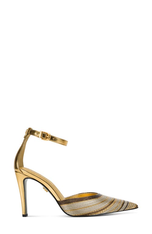 Donna Karan New York Patrica Ankle Strap Pointed Toe Pump In Gold