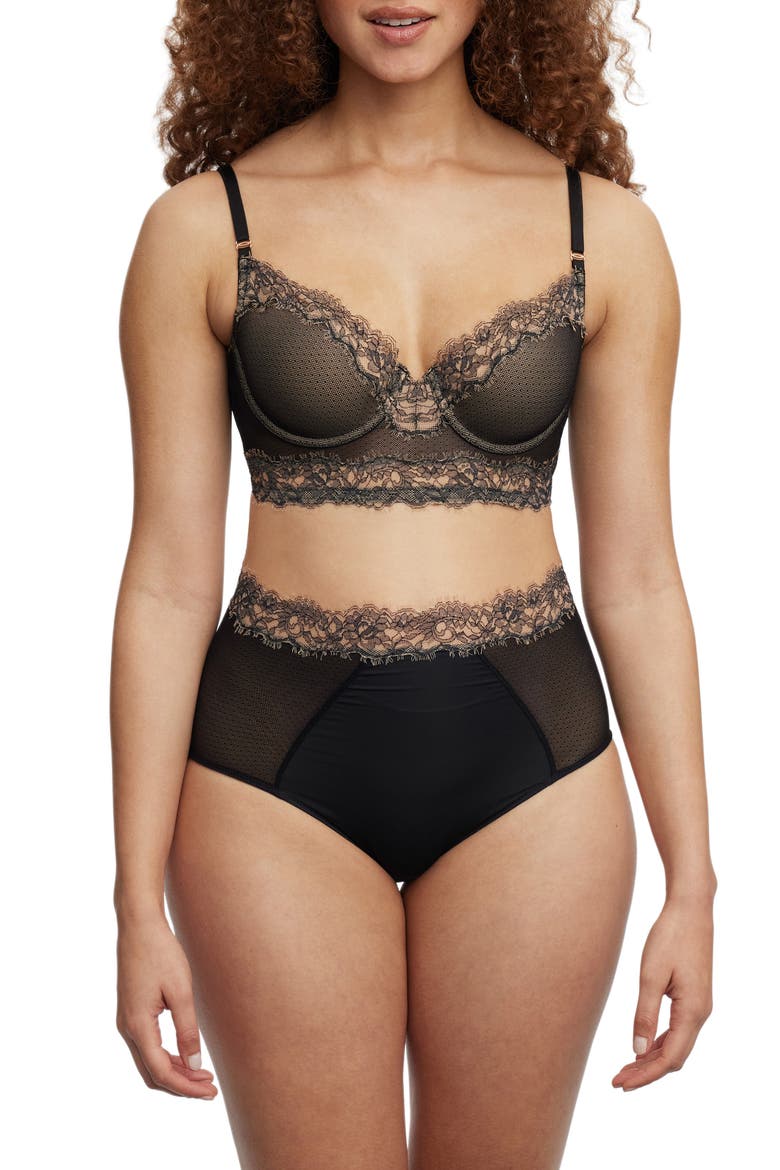 Entice Longline Underwire Bra, Alternate, color, BLACK/ NYLON