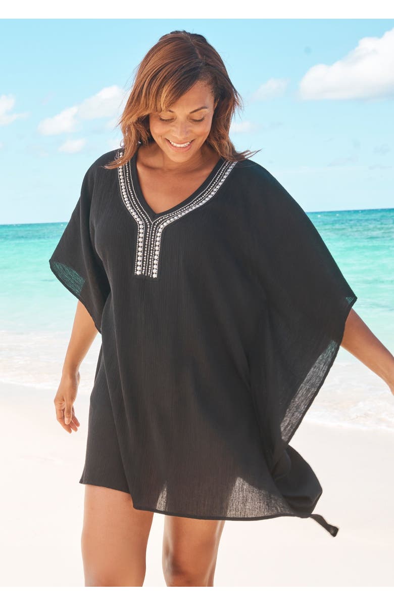 Swim 365 Jeweled Caftan, Alternate, color, Black