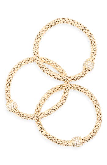 Tasha Set Of 3 Pavé Crystal Mesh Chain Bracelets In Multi