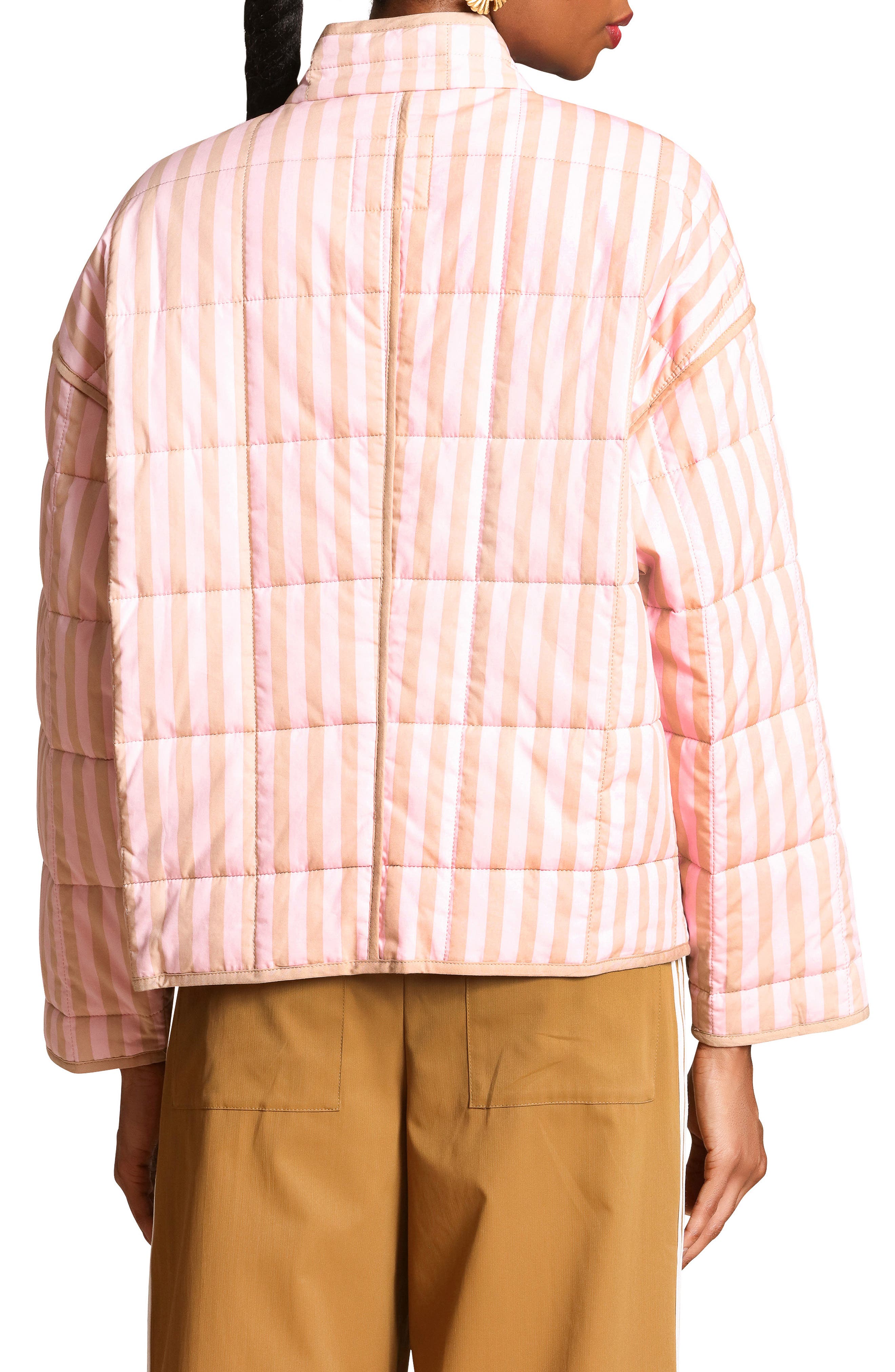 Stripe Boxy Quilted Cotton Blend Jacket - image 4