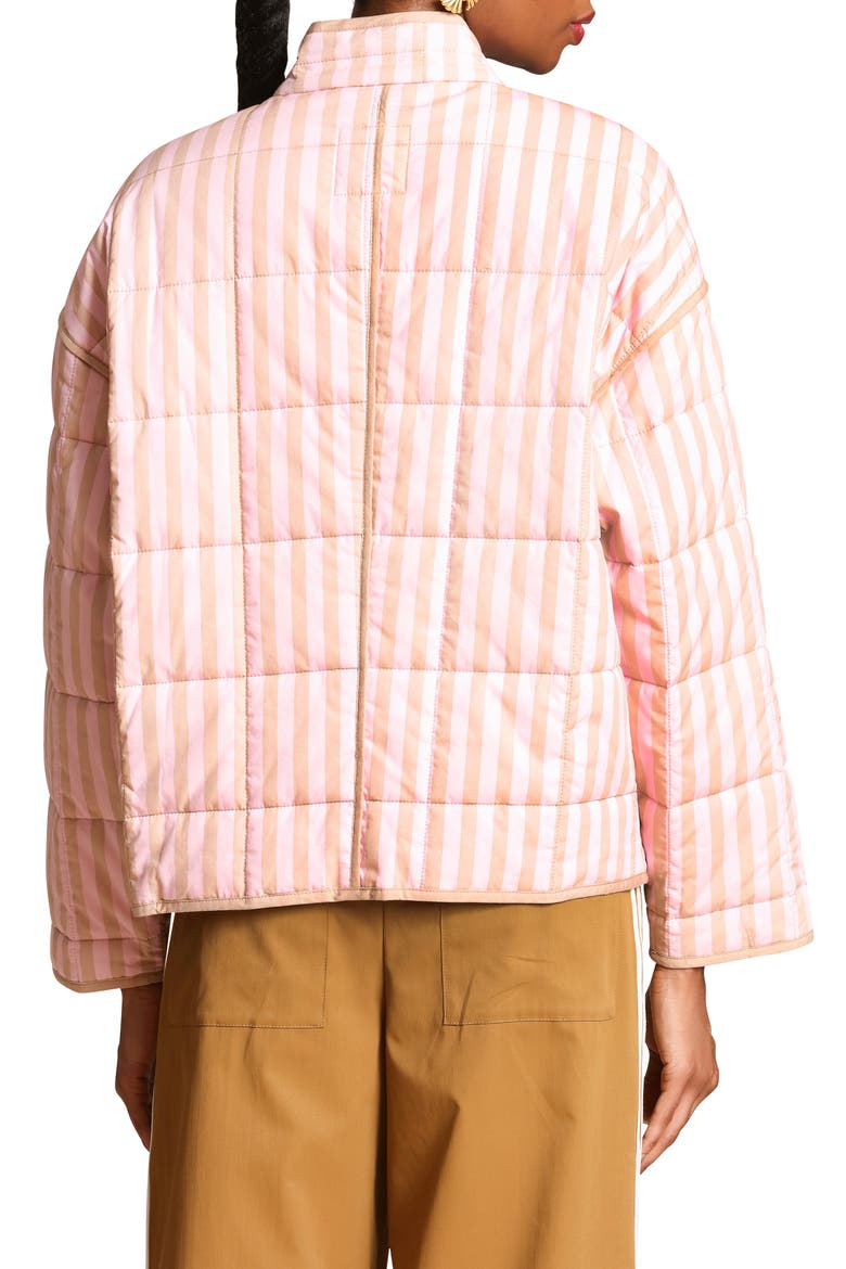 Stripe Boxy Quilted Cotton Blend Jacket, Alternate, color, PINK-TAUPE STRIPE