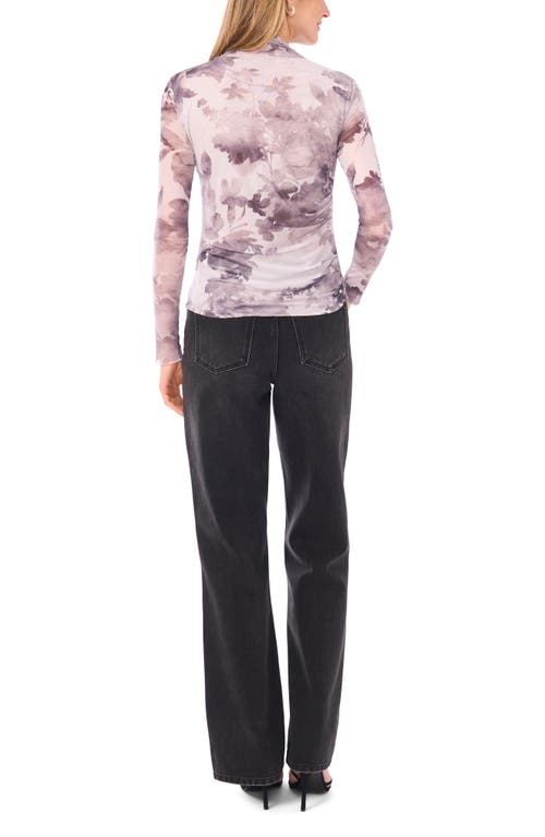 1.state Mock Neck Long Sleeve Mesh Top In Pink