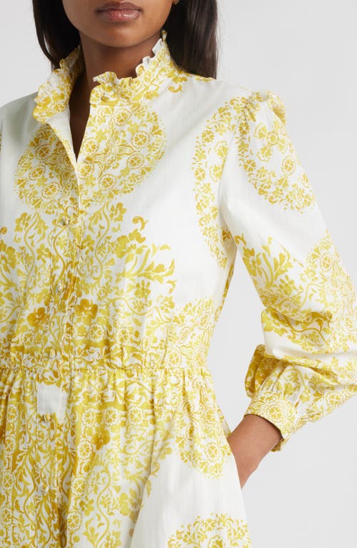 Julia Jordan Placed Paisley Floral Long Sleeve Cotton Shirtdress In Multi