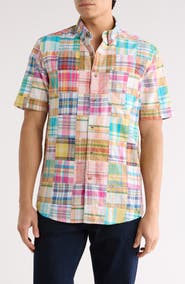 Vintage 1946 Patchwork Madras Short Sleeve Button-Down Shirt