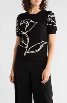 Intarsia Puff Sleeve Sweater