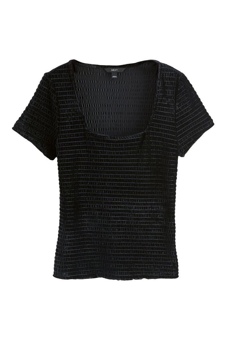 Shirred Velvet Shirt, Alternate, color, BLACK