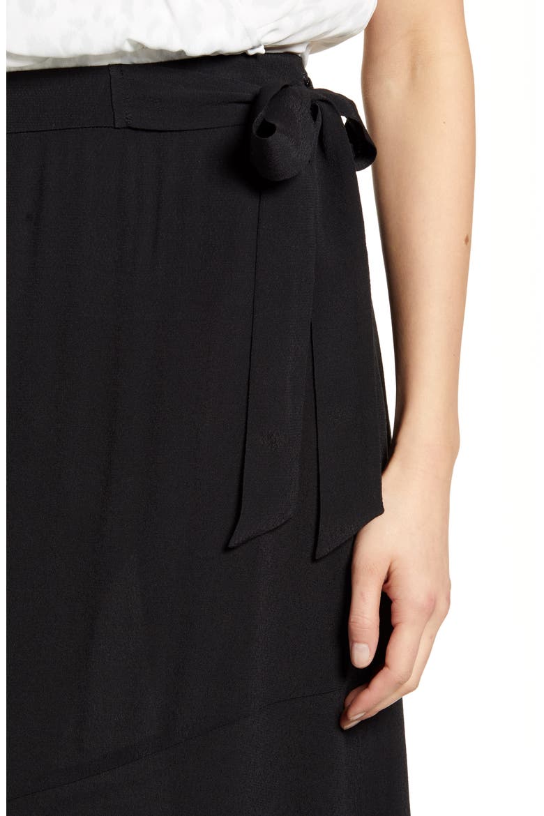 Asymmetrical Faux Wrap Skirt, Alternate, color, BLACK